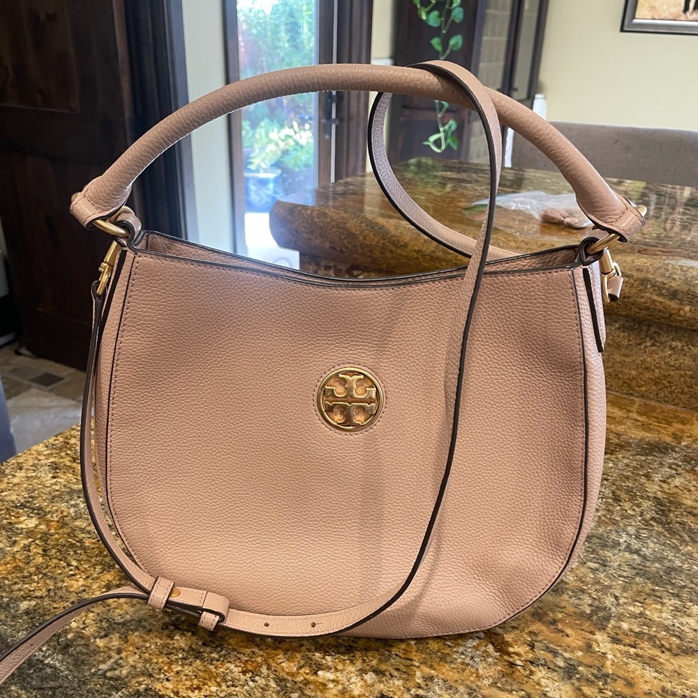 authentic tory burch blush color hand bag